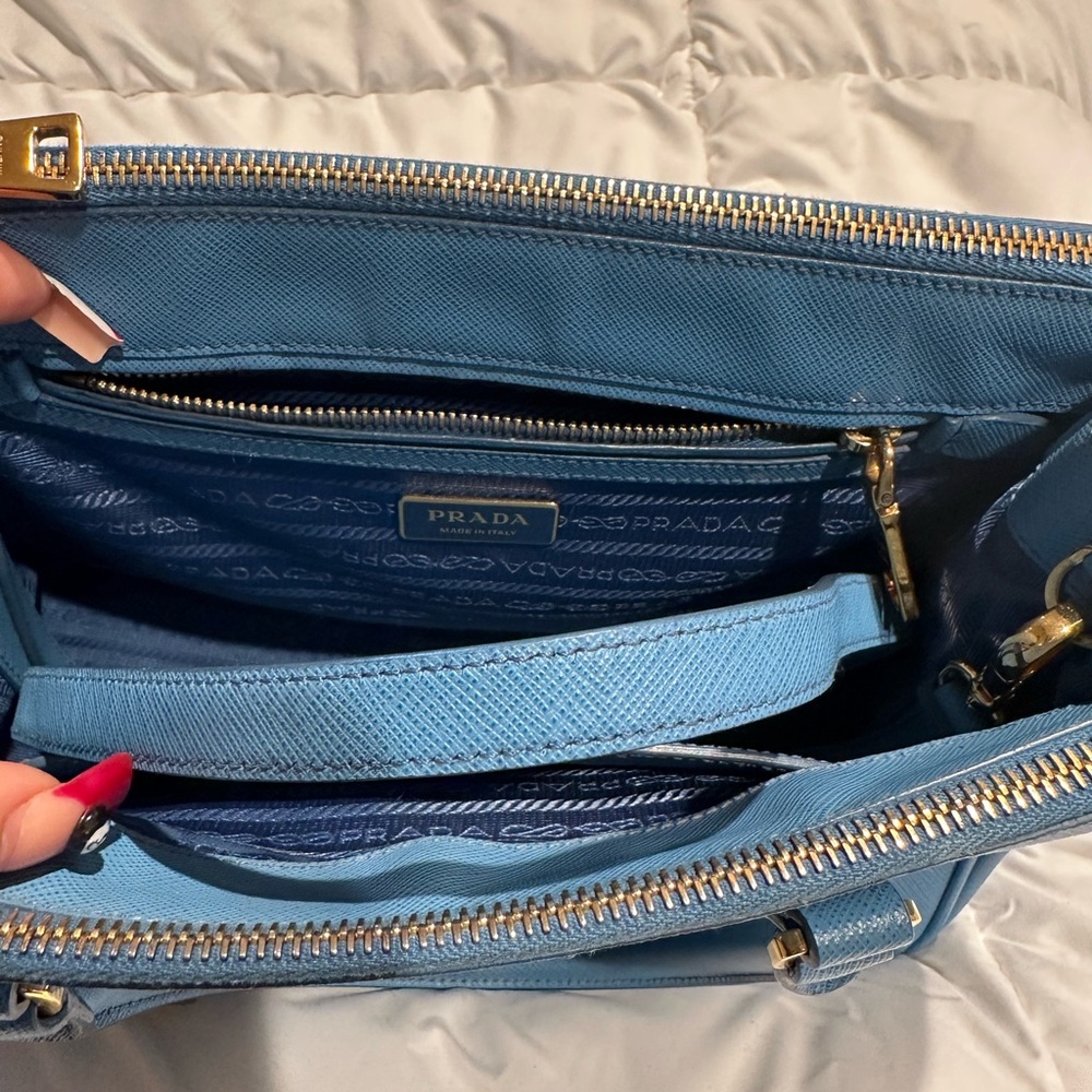 Prada Saffianno Lux Leather Galleria Double Zip Small